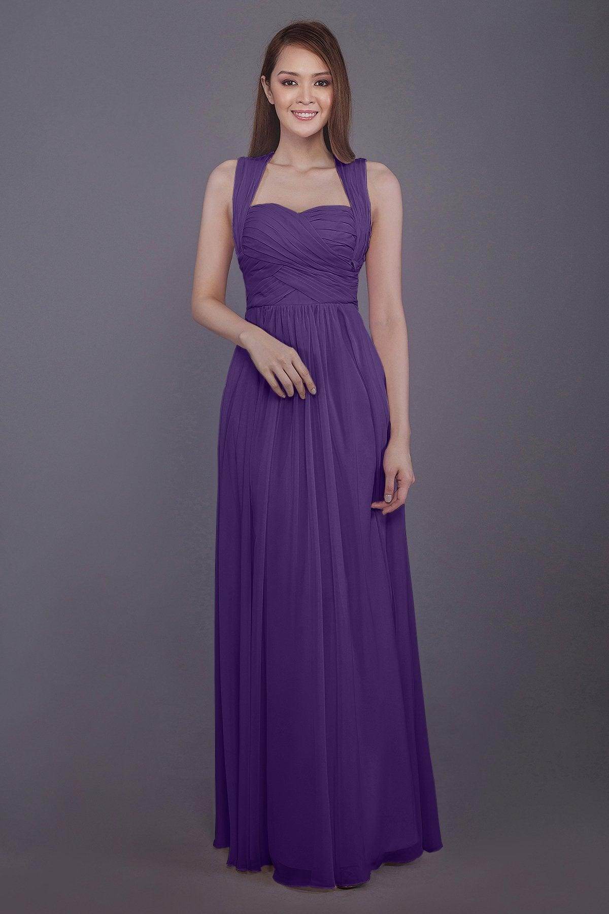 Sheath-Column Floor Length Chiffon Bridesmaid Dress PR3585 - COCOMELODY